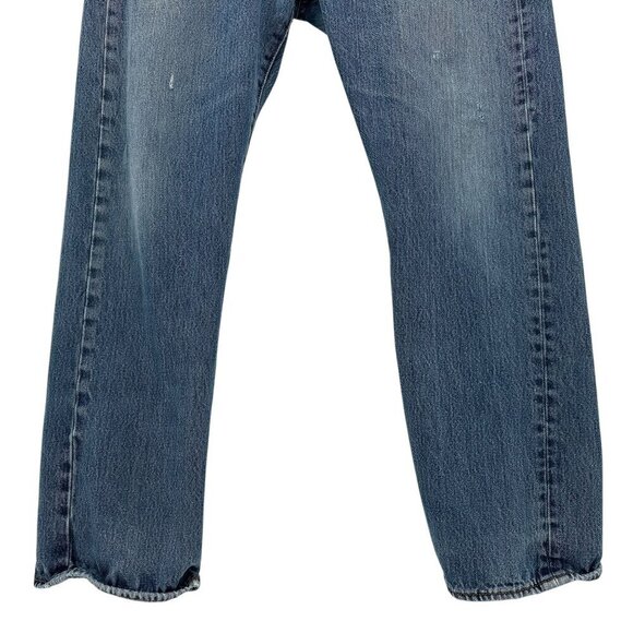 Vintage Levi's 501 Button Fly Distressed Denim Straight Leg Jeans Mens 36X30 - Picture 3 of 16